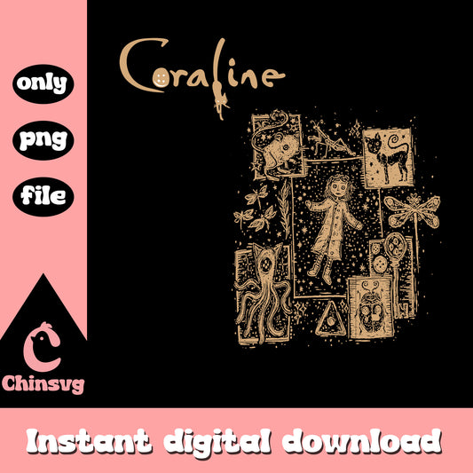 Vintage coraline cat button eyes png, coraline cartoon png