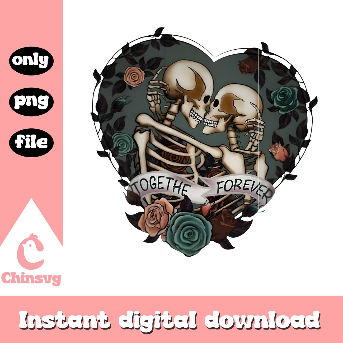 Vintage couple skeleton valentine png, valentines skeleton​​​ png