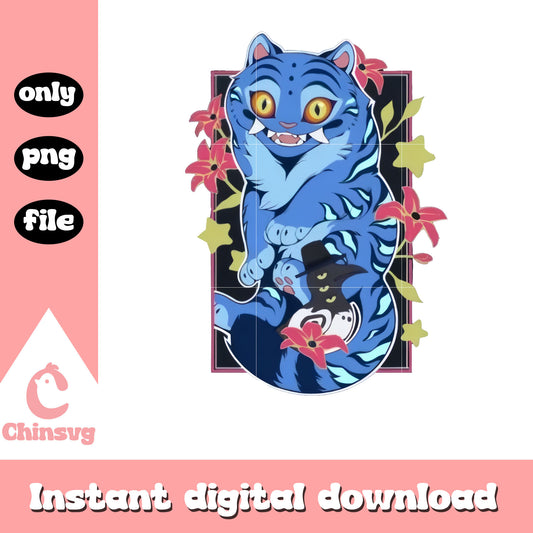 Vintage derpy tiger and crow design png, anime movie casts png