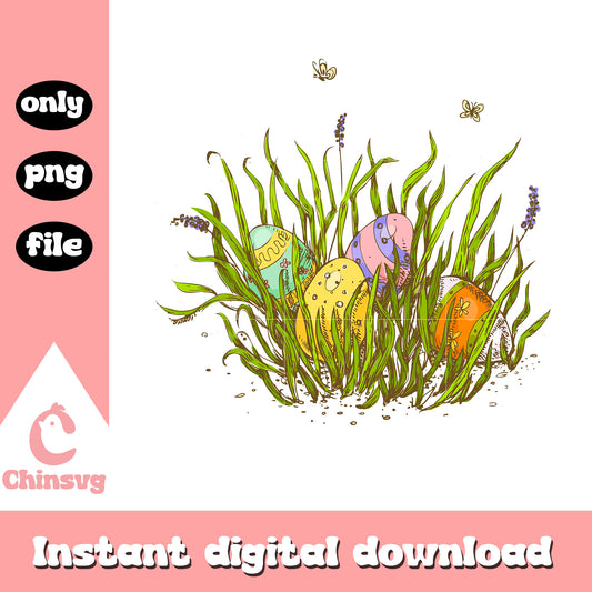 Vintage easter eggs and grass png, easter eggs png, vintage png