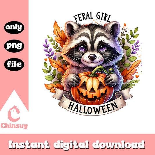 Vintage floral feral girl halloween png, halloween day png