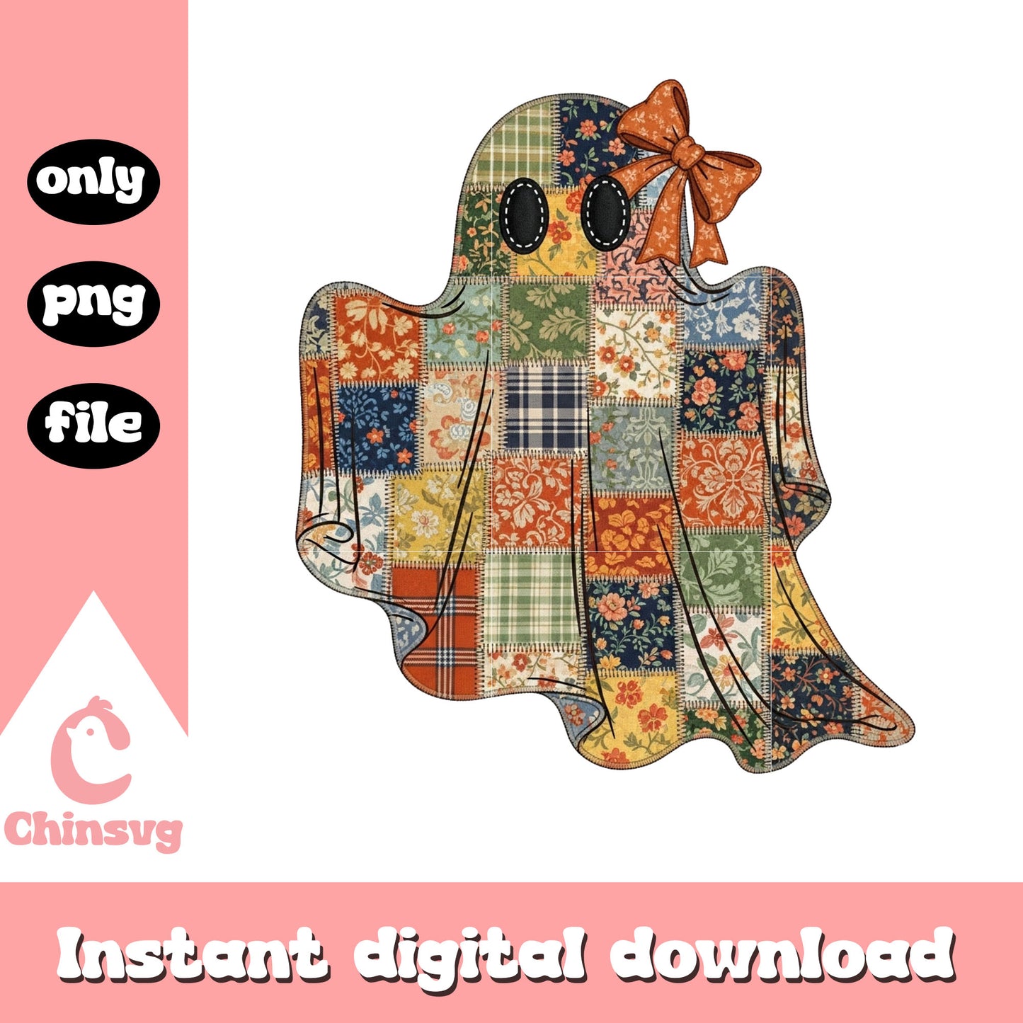 Vintage floral ghost design png, halloween spirit png