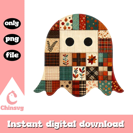 Vintage floral patchwork halloween ghost png, spooky halloween png