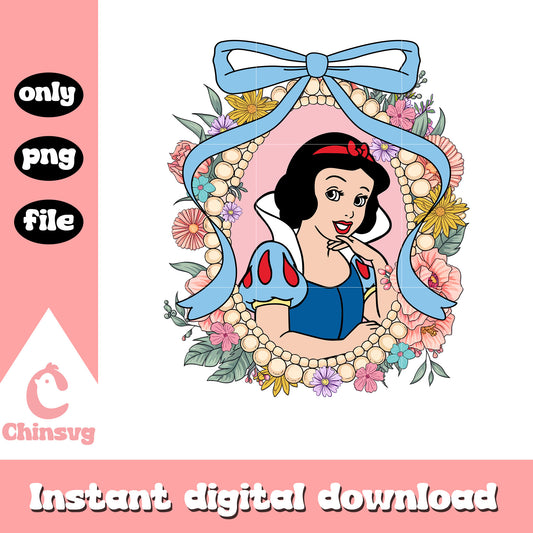 Vintage flowers mirror snow white png, princess disney png