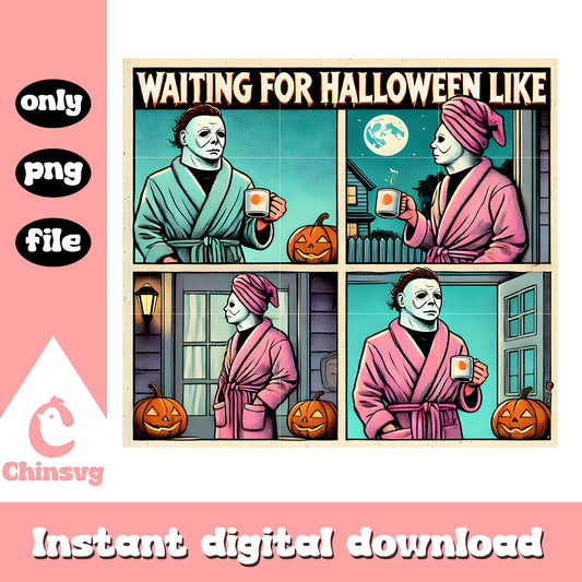 Vintage frame jason waiting for halloween like png, vintage jason png