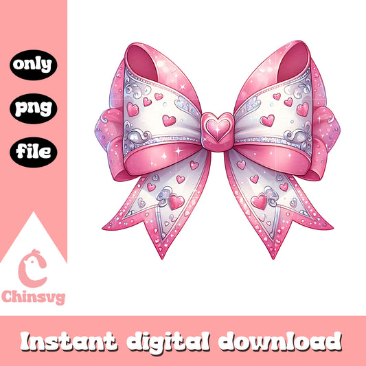 Vintage glitter bow valentine png, bow png, valentine png