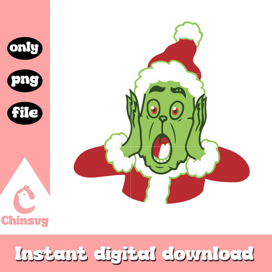 Vintage grinch suprised face design png, the grinch image png