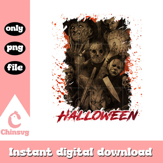 Vintage halloween horror characters png, scary horror characters png