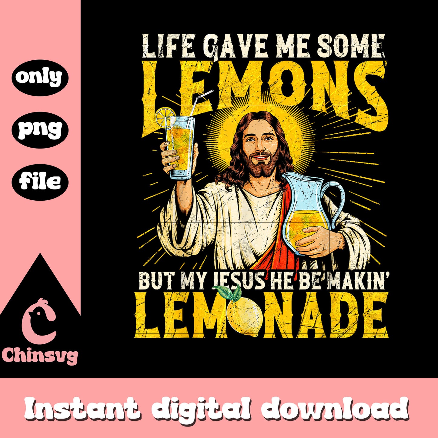Vintage jesus makin lemonade quote png, i love jesus png