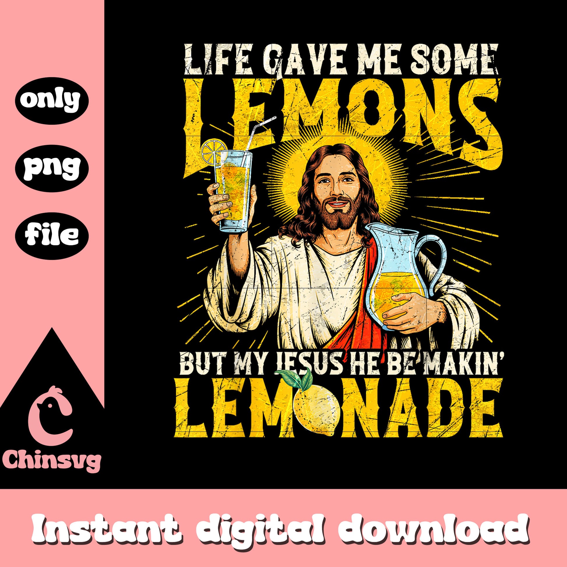 Vintage jesus makin lemonade quote png, i love jesus png