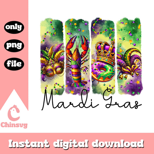 Vintage mardi gras symbol design png, mardi gras beads png