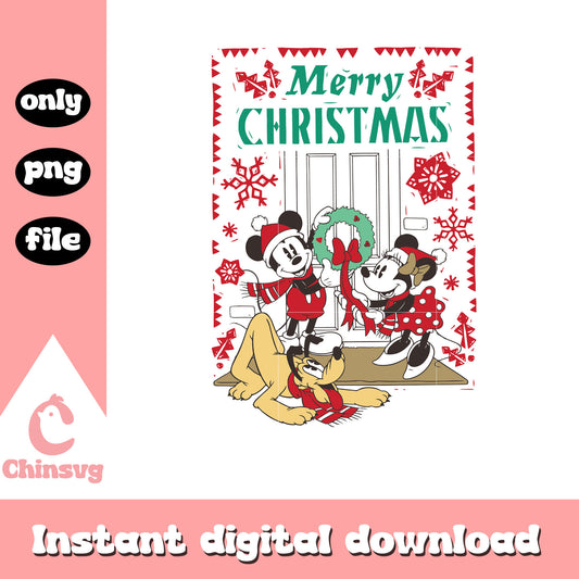 Vintage mickey friends merry christmas design png, mickey friends png