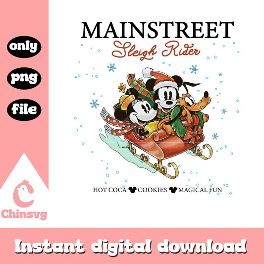 Vintage mickey minnie mainstreet design png, christmas mickey minnie​ png