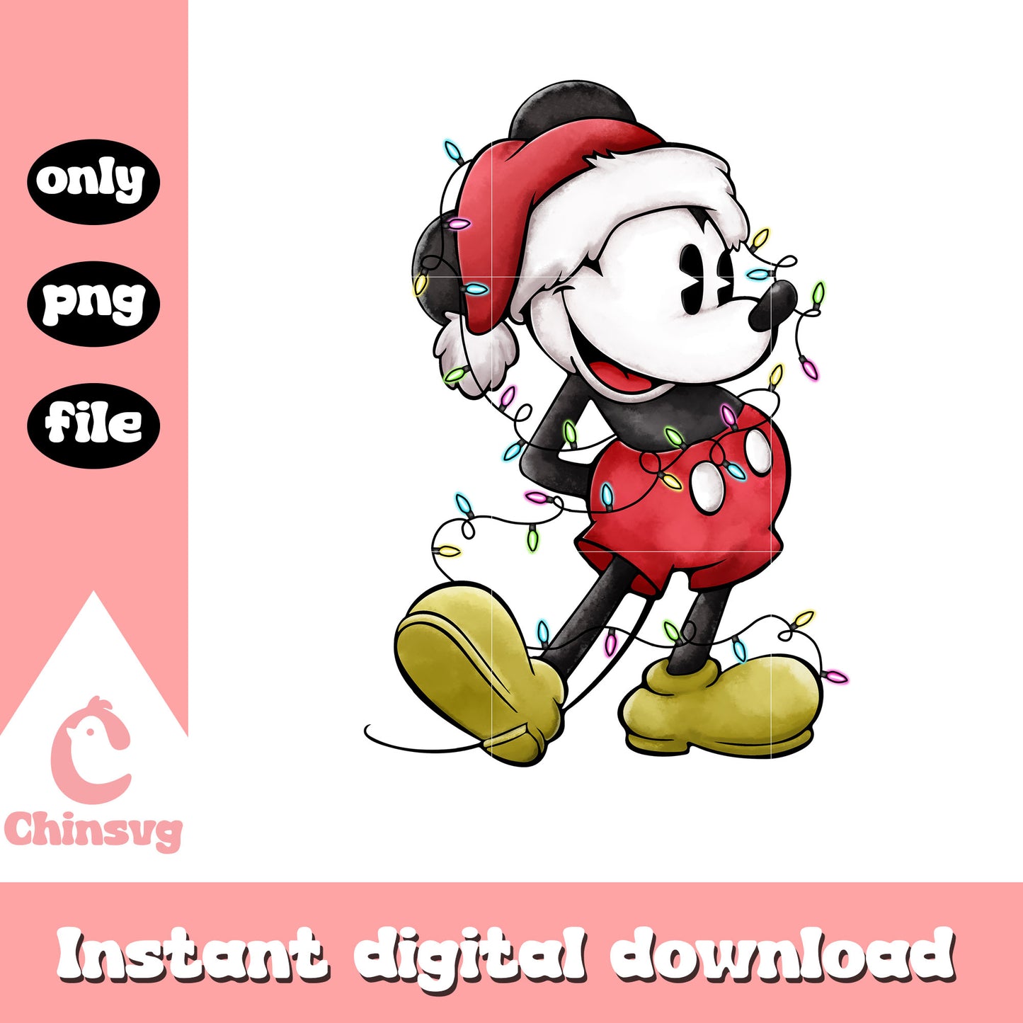 Vintage mickey mouse disney xmas lights png, disney mickey png
