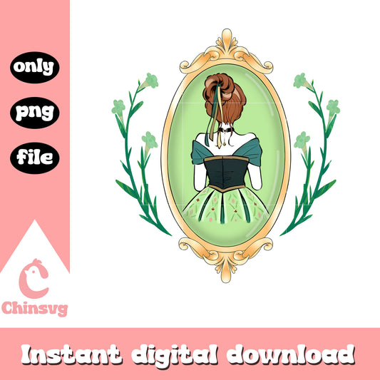 Vintage mirror anna princess png, frozen characters png