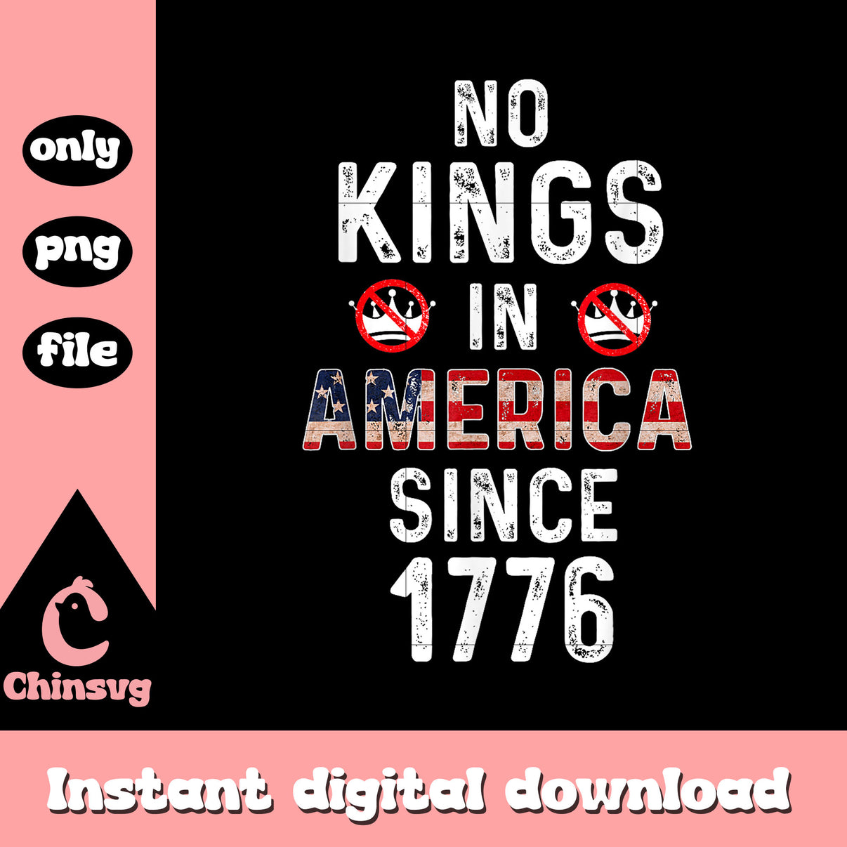 Vintage no kings logo design png, holiday 4th of july png - Chinsvg