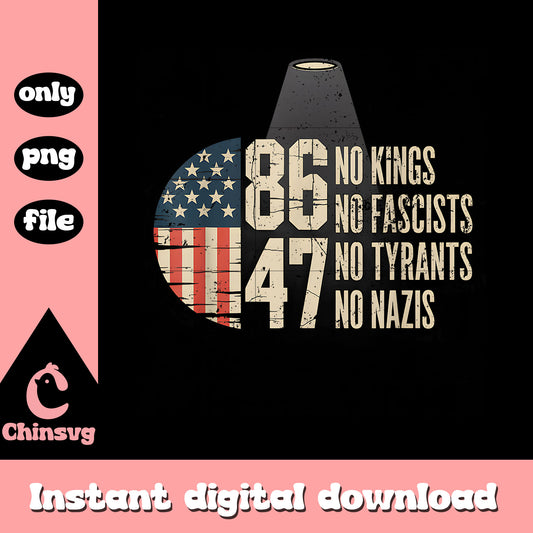 Vintage no kings no fascists no nazis png, flags america png