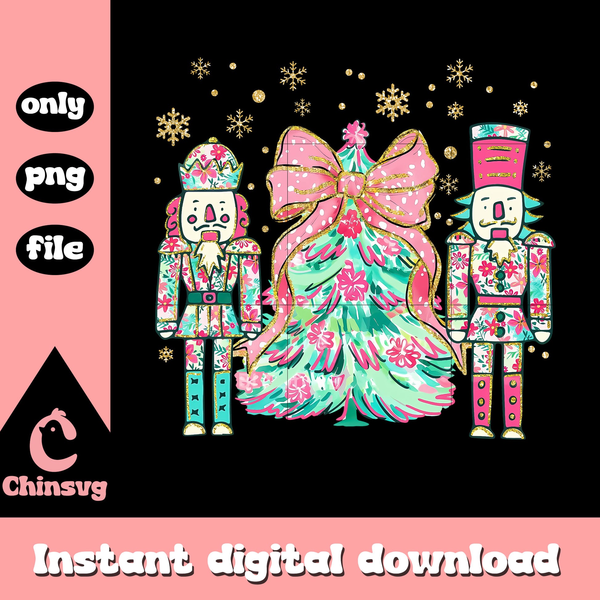 Vintage nutcracker coquette bow christmas tree png, x mas png