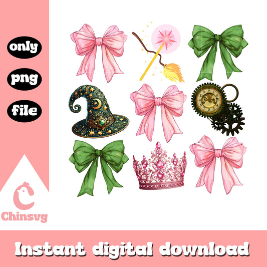 Vintage ribbon wicked movie design png, wicked the movie png