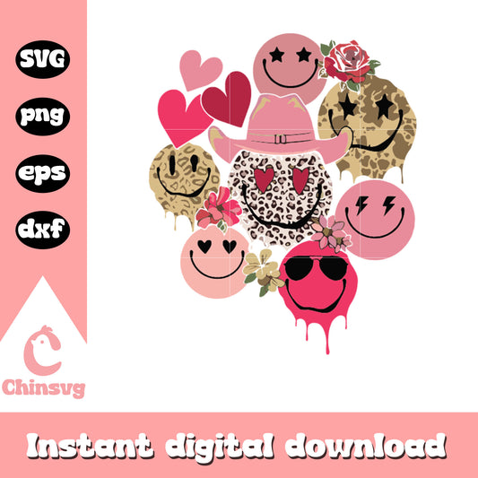 Vintage smiley face valentine svg, smiley face svg, valentine svg