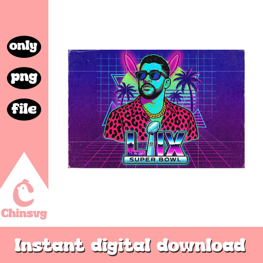 Vintage super bowl lix design png, bad bunny concert png, nfl bad bunny png