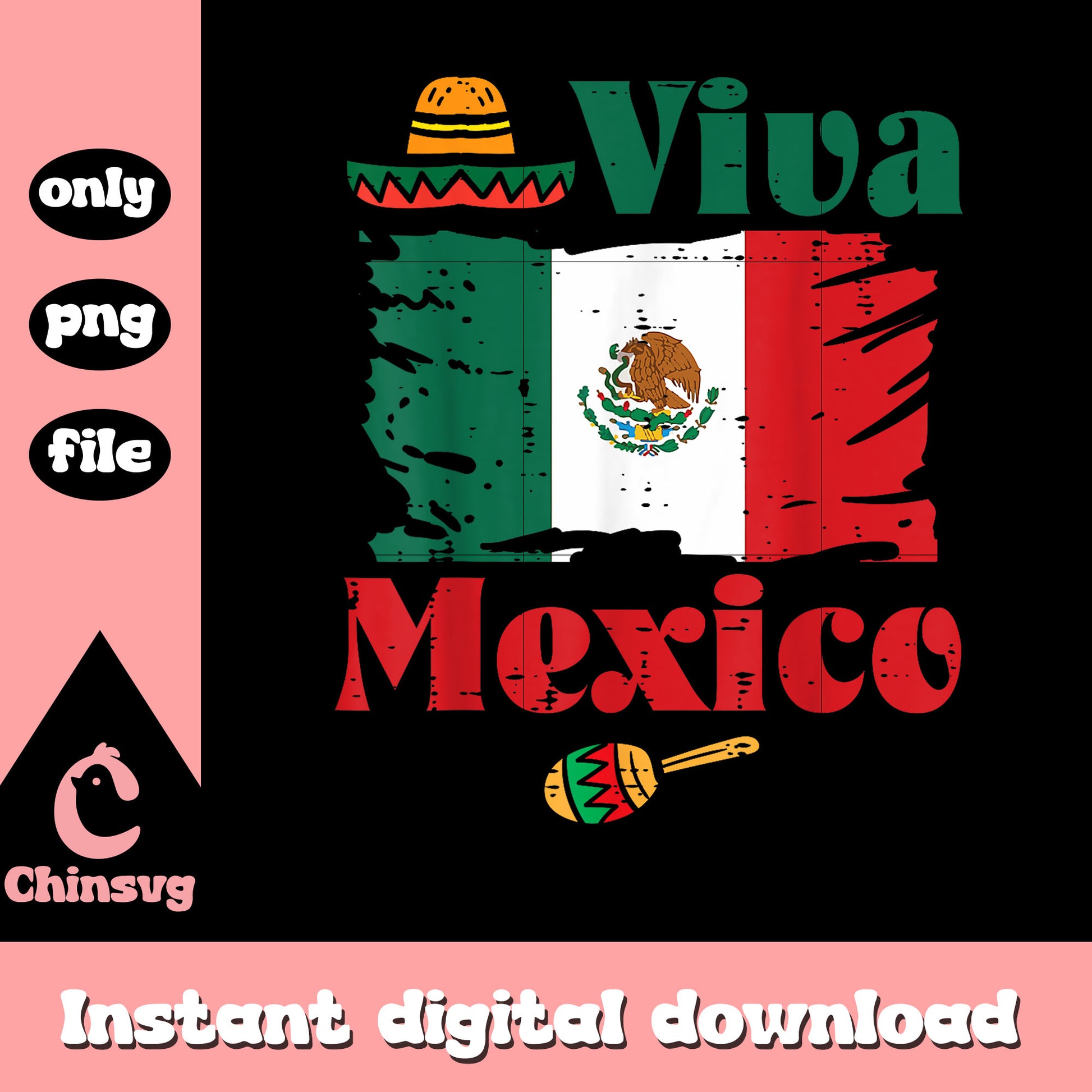Vintage viva mexico flag design png, mexico independence​ png