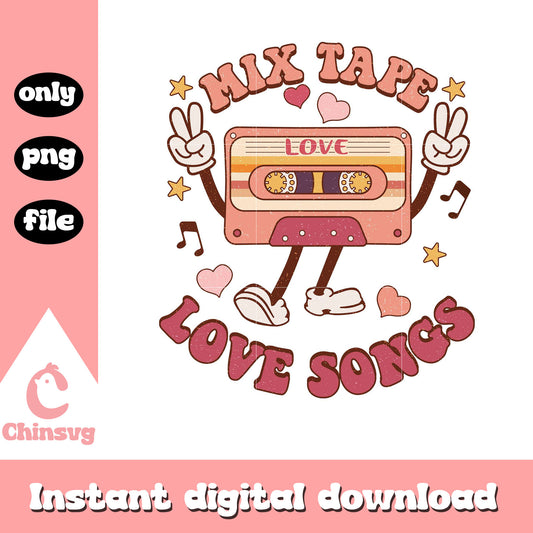 Vintage western casette mix tapes png, love songs png