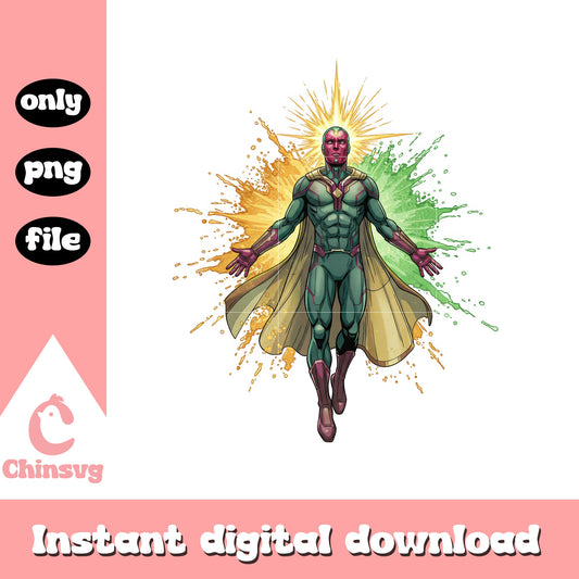 Vision posing splatter effect design png, vision character png