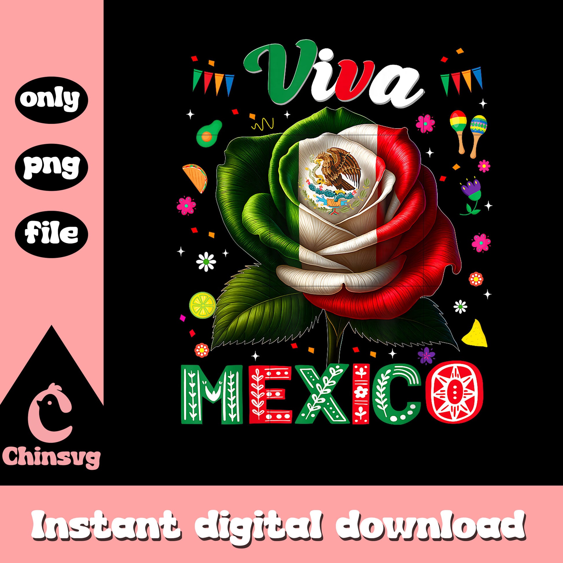 Viva mexico flag rose flower png, mexican flag​ png, viva mexico png