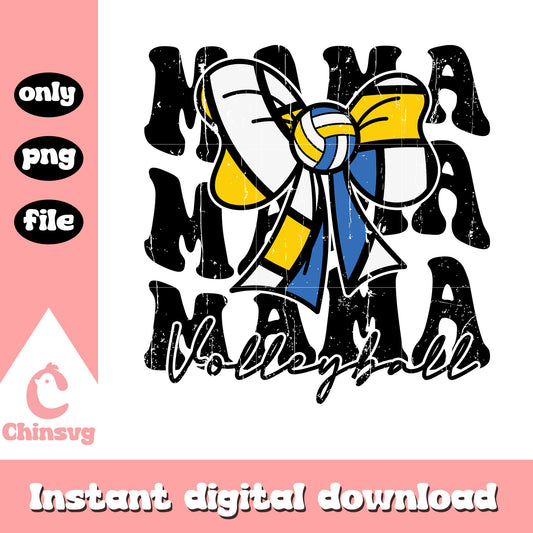 Volleyball mama bow design png, volleyball png, mama png
