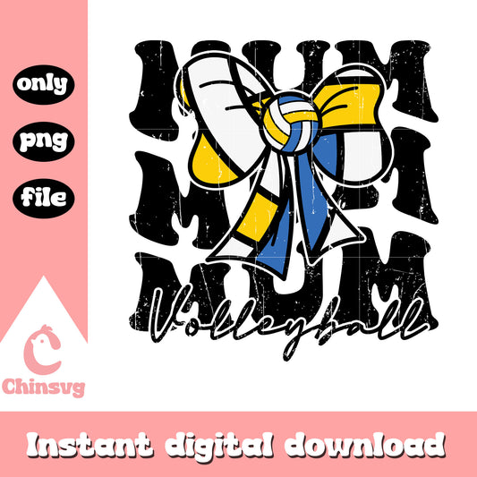 Volleyball mum bow design png, volleyball png, mama png
