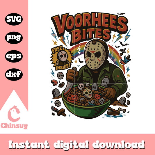 Voorhees bites horror character halloween svg, jason voorhees svg