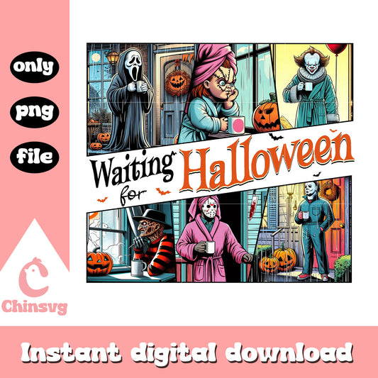 Waiting for halloween horror character png, horror halloween png