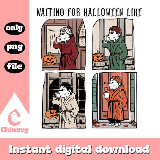 Waiting for halloween like funny design png, halloween day png
