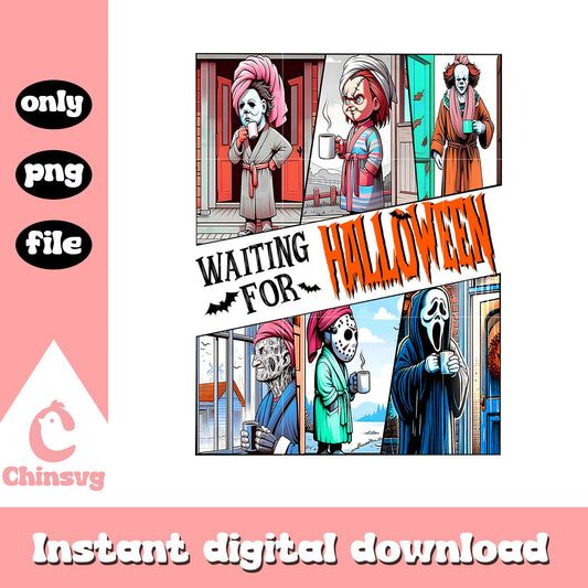 Waiting for halloween like horror characters coffee png, the killer png
