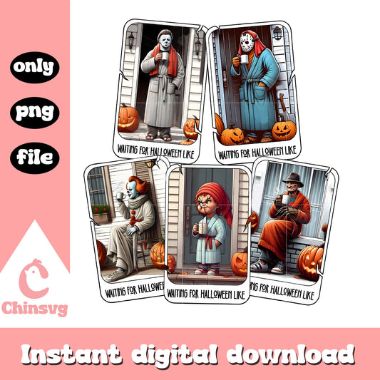 Waiting for halloween like horror friends design png, halloween png