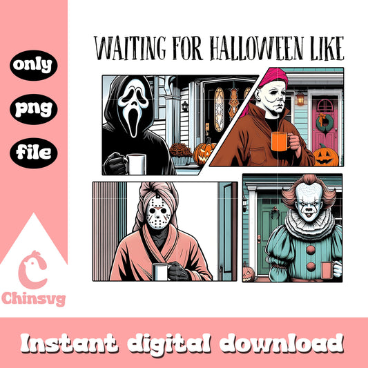 Waiting for halloween like movies design png, halloween day png