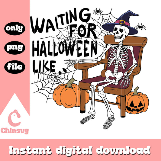 Waiting for halloween like skeleton design png, skeleton png