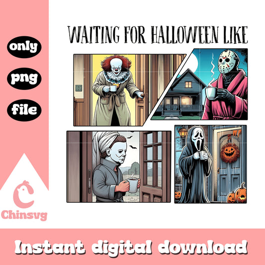 Waiting for halloween like story design png, halloween art png