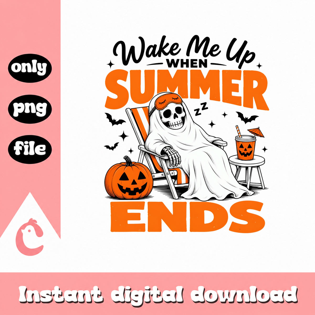 Wake Me Up When Summer Ends PNG, Halloween Ghost PNG, Funny Halloween PNG