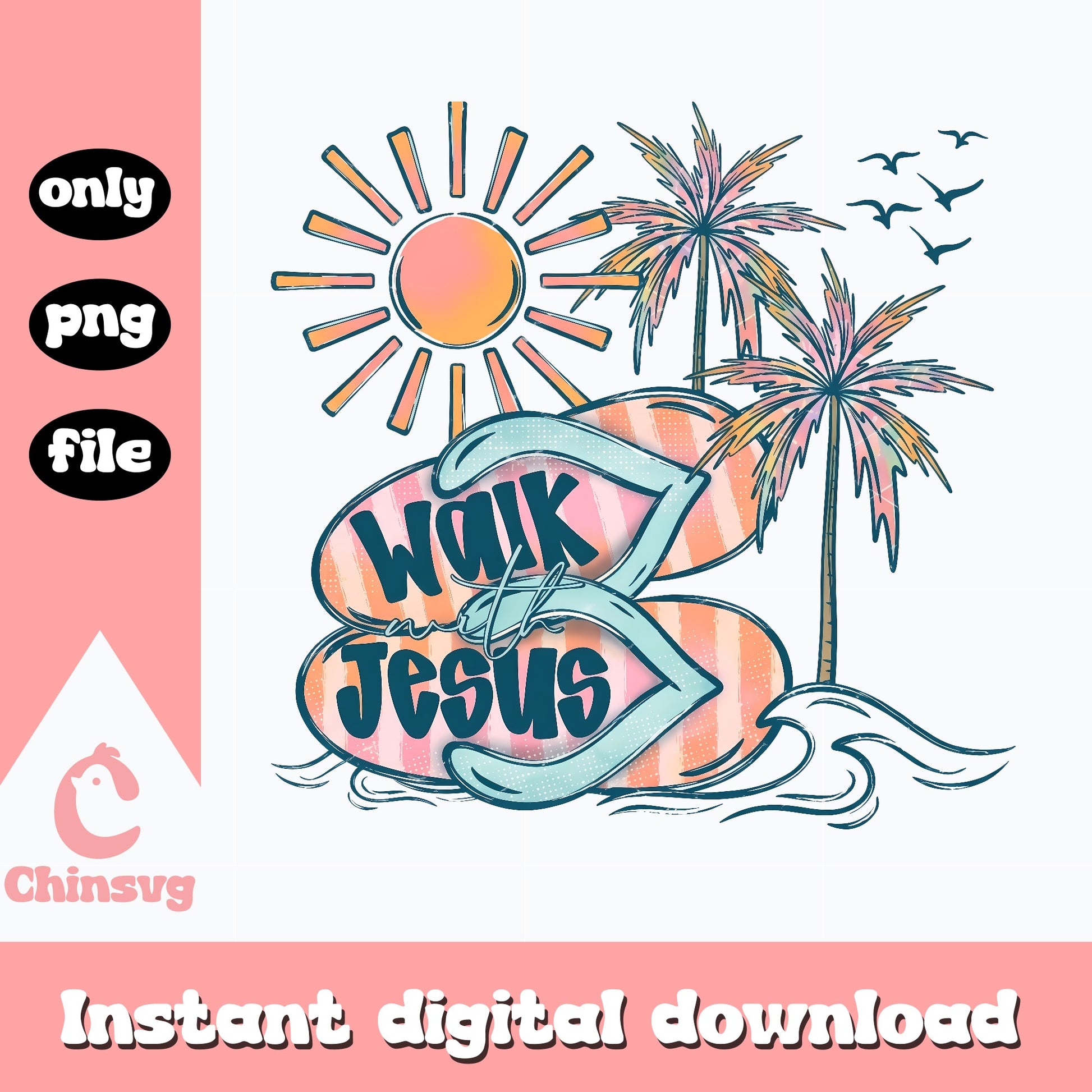 Walk With Jesus PNG, Christian Summer Beach, Religious Faith PNG