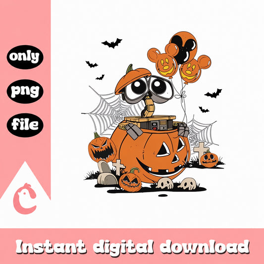 Wall-E Halloween Pumpkin PNG, Disney Wall-E SVG, Halloween PNG