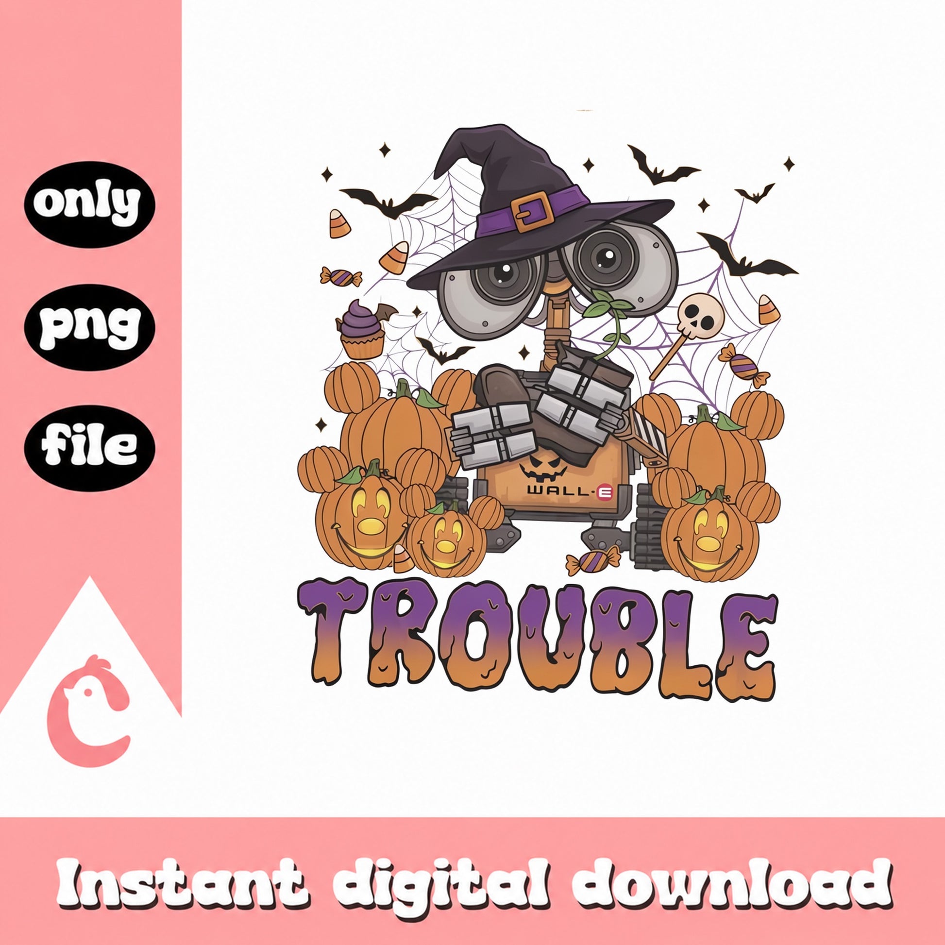 Wall E Halloween Trouble PNG, Disney Pixar Halloween, Cute Robot PNG