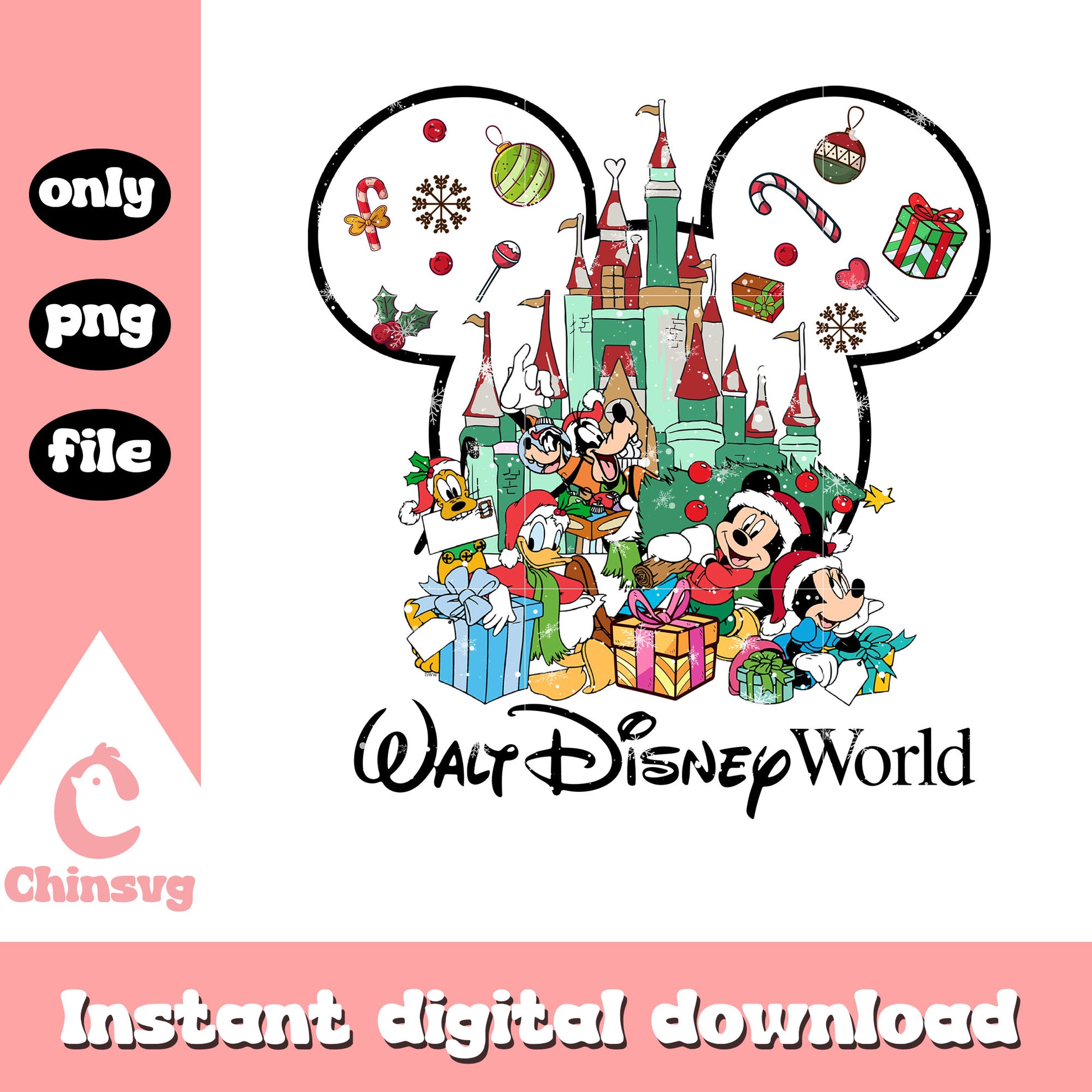 Walt disney world christmas day png, disneyland png