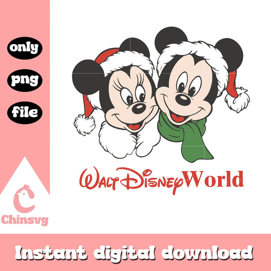 Walt disney world mickey minnie christmas png, mickey santa hat png