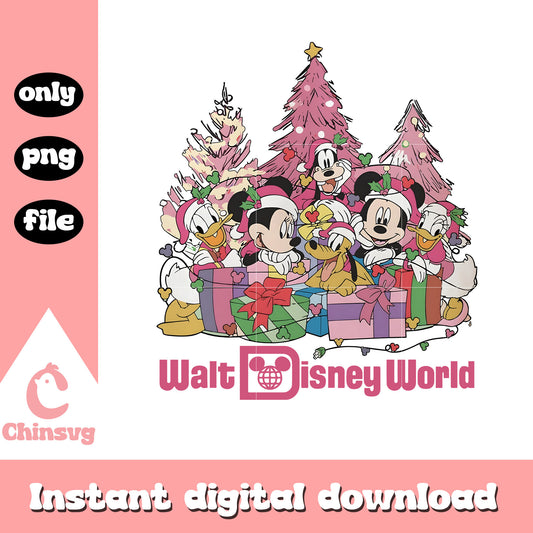 Walt disney world vintage pink christmas png, merry xmas png 