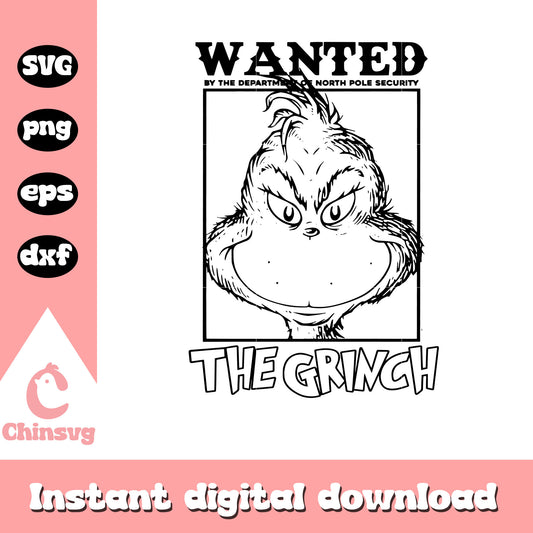 Wanted the grinch black and white svg, cartoon grinch smile​ svg