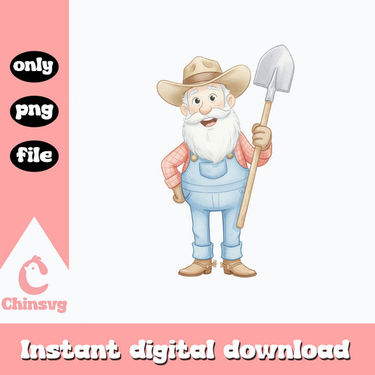 Watercolor Old Farmer PNG, Grandpa Farmer Clipart, Farm PNG