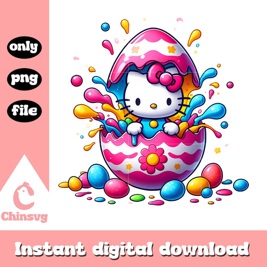 Watercolor egg and hello kitty png, easter eggs png, hello kitty png