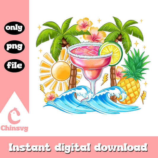 Waves summer wine glass design png, summer symbol​ png